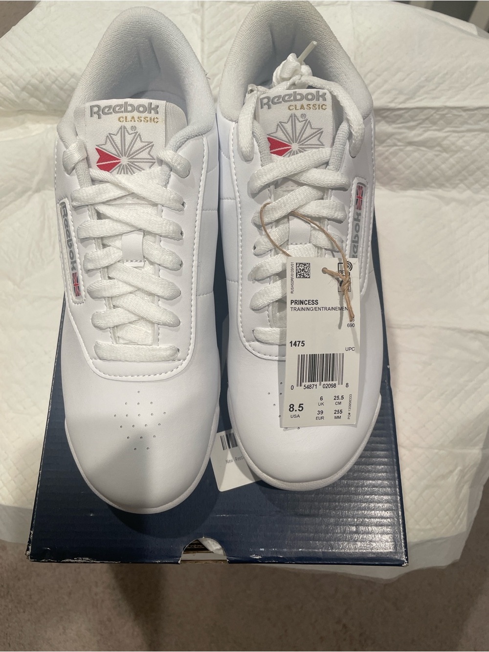 Reebok Classic White Princess Sneakers with Red Logo Accent